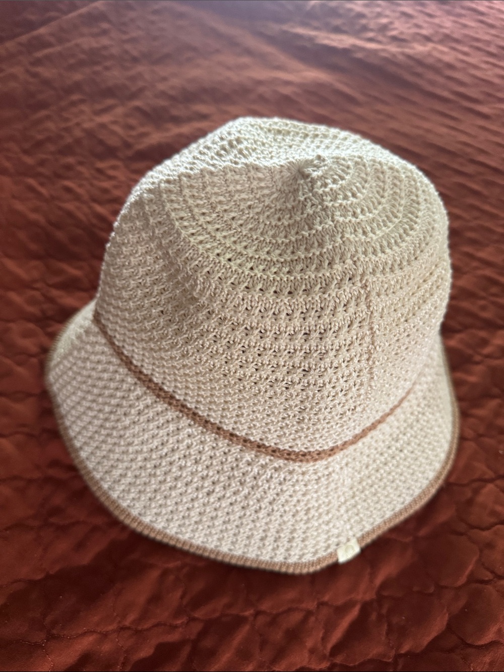 Crochet Bucket Hat in Light Beige